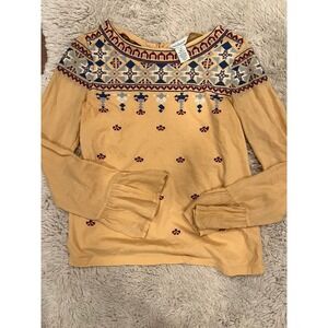 Sundance Broad Horizons Yellow Southwestern Embroidered top XS